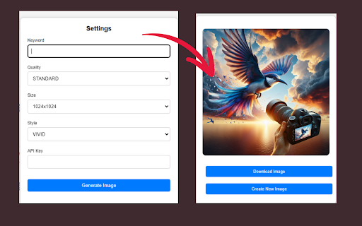 ChatGPT, OpenAi and Dall E 3 Image Generator  from Chrome web store to be run with OffiDocs Chromium online