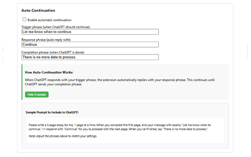 ChatGPT Page Settings  from Chrome web store to be run with OffiDocs Chromium online