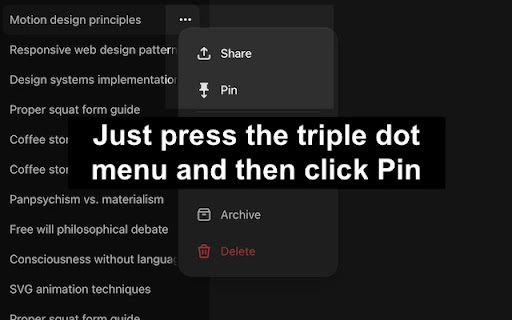 ChatGPT Pin Extension  from Chrome web store to be run with OffiDocs Chromium online