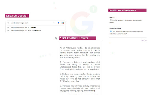 ChatGPT Powered Google Search  from Chrome web store to be run with OffiDocs Chromium online