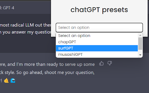 chatGPT presets  from Chrome web store to be run with OffiDocs Chromium online