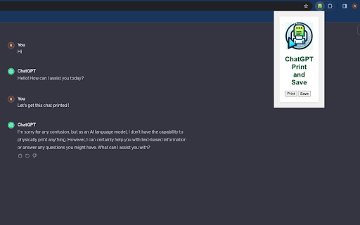 ChatGPT Print and Save  from Chrome web store to be run with OffiDocs Chromium online