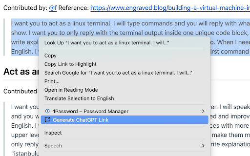 ChatGPT Prompt Link Generator  from Chrome web store to be run with OffiDocs Chromium online