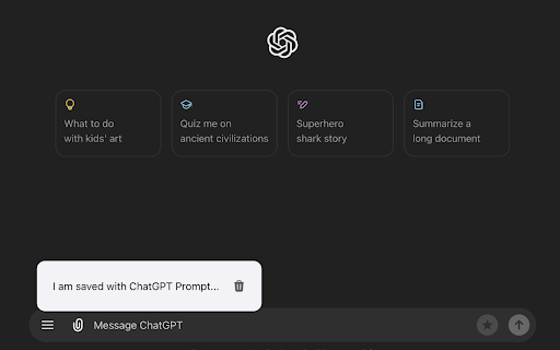 ChatGPT Prompt Saver  from Chrome web store to be run with OffiDocs Chromium online
