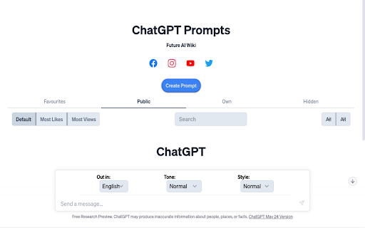 ChatGPT Prompts Future AI Wiki  from Chrome web store to be run with OffiDocs Chromium online