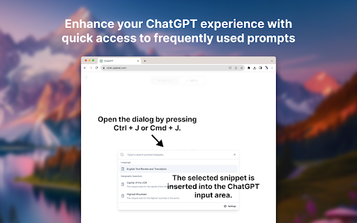 ChatGPT Prompt Snippets  from Chrome web store to be run with OffiDocs Chromium online