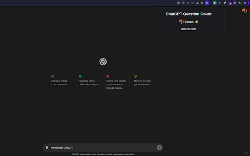 ChatGPT Question Count  from Chrome web store to be run with OffiDocs Chromium online