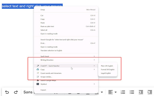 ChatGPT Quick Rewriter  from Chrome web store to be run with OffiDocs Chromium online