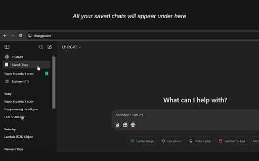 ChatGPT Saved Chats  from Chrome web store to be run with OffiDocs Chromium online