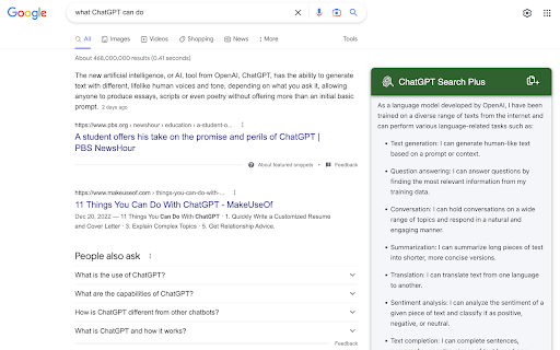 ChatGPT Search Plus  from Chrome web store to be run with OffiDocs Chromium online