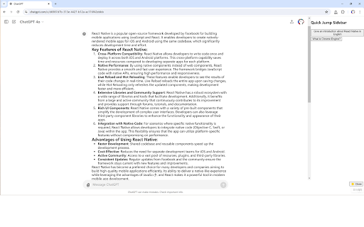 ChatGPT Sidebar  from Chrome web store to be run with OffiDocs Chromium online