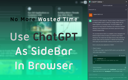 ChatGPT Sidebar for Chrome  from Chrome web store to be run with OffiDocs Chromium online