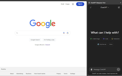 ChatGPT Sidepanel Chat  from Chrome web store to be run with OffiDocs Chromium online