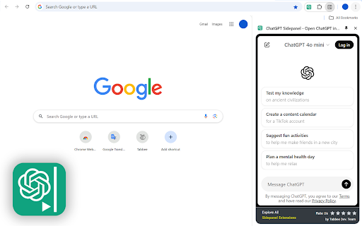 ChatGPT Side Panel Tabbee  from Chrome web store to be run with OffiDocs Chromium online