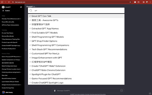 ChatGPT Spotlight  from Chrome web store to be run with OffiDocs Chromium online