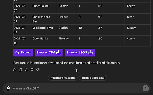 ChatGPT Table Export  from Chrome web store to be run with OffiDocs Chromium online