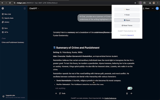 ChatGPT Theme Switcher  from Chrome web store to be run with OffiDocs Chromium online