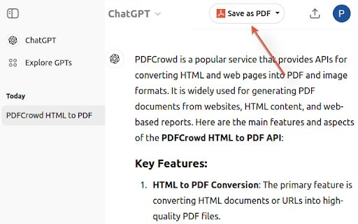 ChatGPT to PDF by PDFCrowd from Chrome web store to be run with OffiDocs Chromium online ChatGPT to PDF by PDFCrowd from Chrome web store to be run with OffiDocs Chromium online
