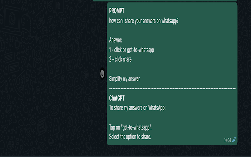 ChatGPT to Whatsapp  from Chrome web store to be run with OffiDocs Chromium online