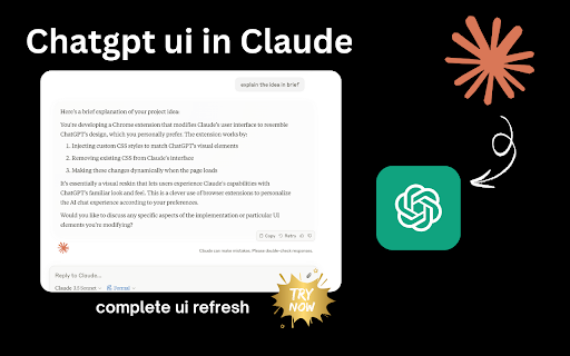 chatgpt ui in claude  from Chrome web store to be run with OffiDocs Chromium online