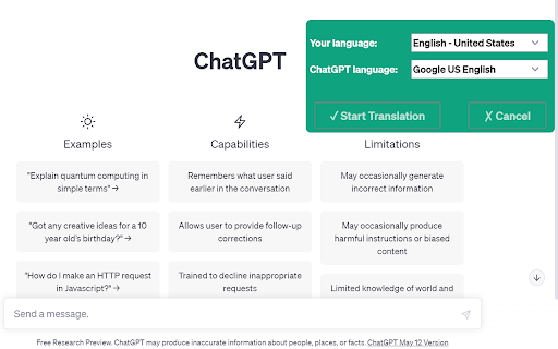 ChatGPT Voice Plus Game and Translation  from Chrome web store to be run with OffiDocs Chromium online