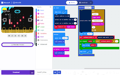 ChatGPT with Microbit  from Chrome web store to be run with OffiDocs Chromium online