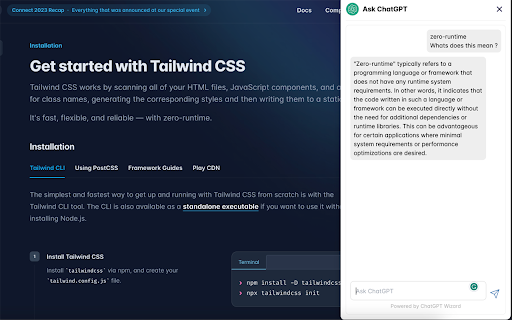 ChatGPT Wizard  from Chrome web store to be run with OffiDocs Chromium online
