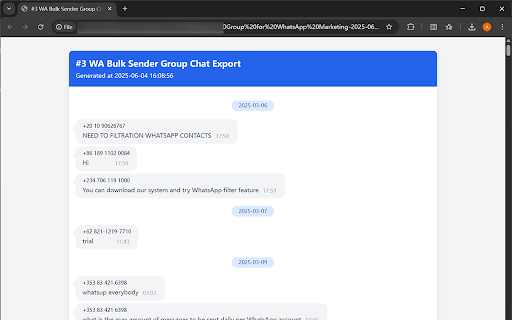 Chat Messages Backup for WhatsApp  from Chrome web store to be run with OffiDocs Chromium online