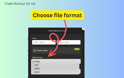 Chats Backup for wa  from Chrome web store to be run with OffiDocs Chromium online