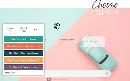 Chatsson: ChatGPT Backgrounds, To Do,  Pomodoro  from Chrome web store to be run with OffiDocs Chromium online