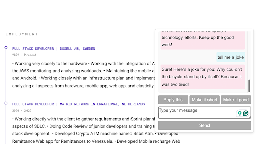 ChatterGPT  from Chrome web store to be run with OffiDocs Chromium online