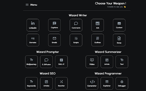 ChatWizard: OpenAi ChatGPT Prompts Templates  from Chrome web store to be run with OffiDocs Chromium online