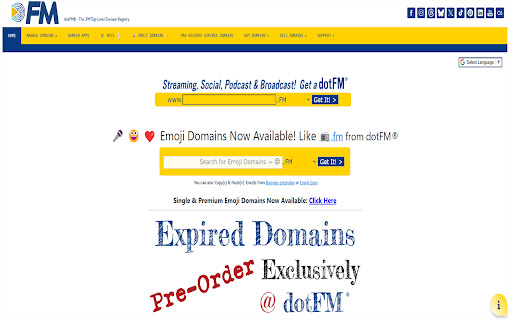 Cheap .FM Domain  from Chrome web store to be run with OffiDocs Chromium online