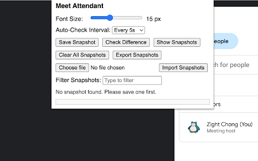 Check Attendance for Google Meet  from Chrome web store to be run with OffiDocs Chromium online