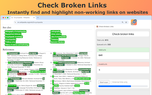 Check Broken Links  from Chrome web store to be run with OffiDocs Chromium online