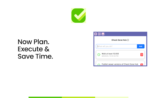 Check Done Hub  from Chrome web store to be run with OffiDocs Chromium online