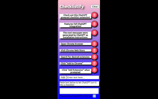 Checklistify  from Chrome web store to be run with OffiDocs Chromium online