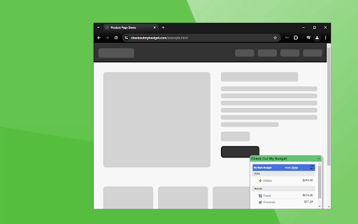 Check Out My Budget  from Chrome web store to be run with OffiDocs Chromium online