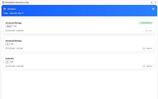CheckPoint Attendance Tool  from Chrome web store to be run with OffiDocs Chromium online