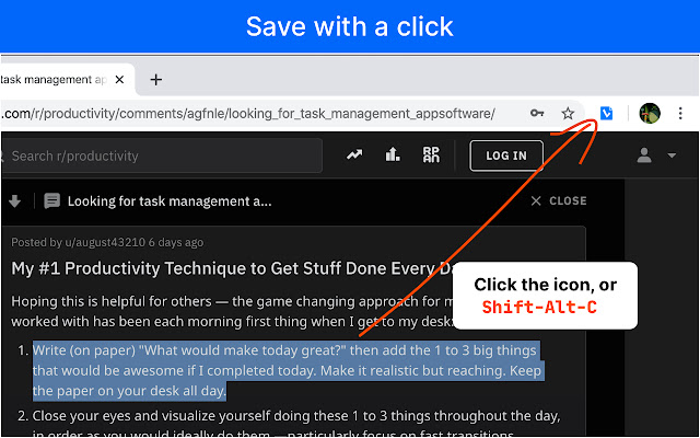 Checkvist Web Clipper  from Chrome web store to be run with OffiDocs Chromium online