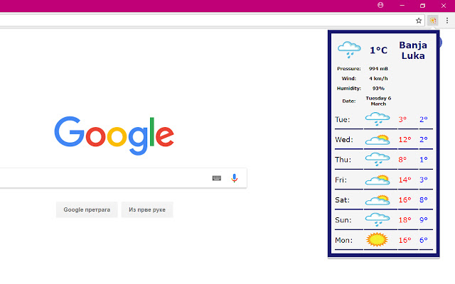 Check Weather  from Chrome web store to be run with OffiDocs Chromium online