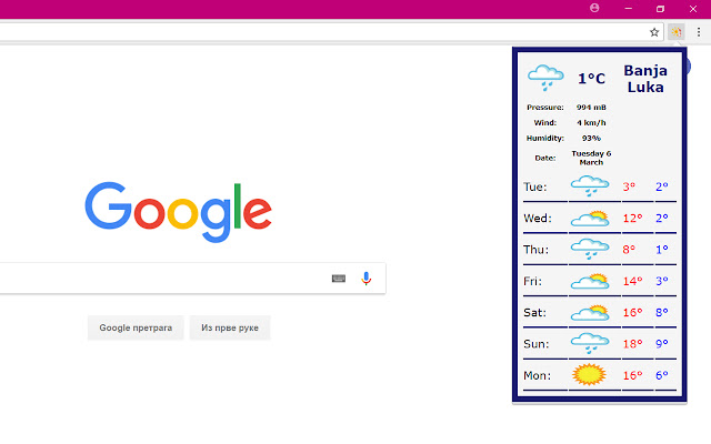 Check Weather  from Chrome web store to be run with OffiDocs Chromium online