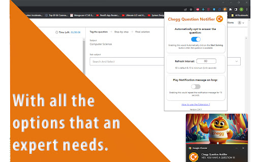 Chegg Question Notifier  from Chrome web store to be run with OffiDocs Chromium online