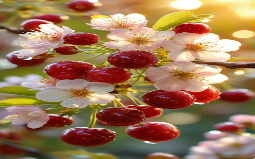 Cherry trees full of fruit Wallpaper  from Chrome web store to be run with OffiDocs Chromium online