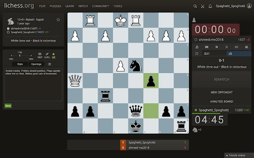 Chess.com/Lichess Opponent Insights  from Chrome web store to be run with OffiDocs Chromium online
