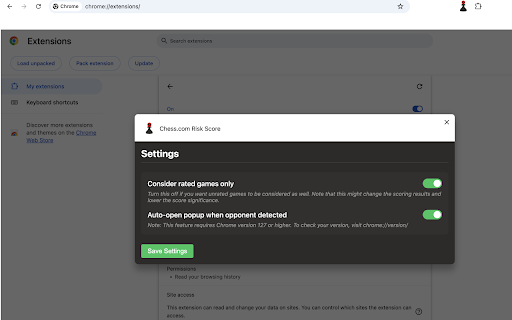 Chess.com Opponent Risk Score  from Chrome web store to be run with OffiDocs Chromium online