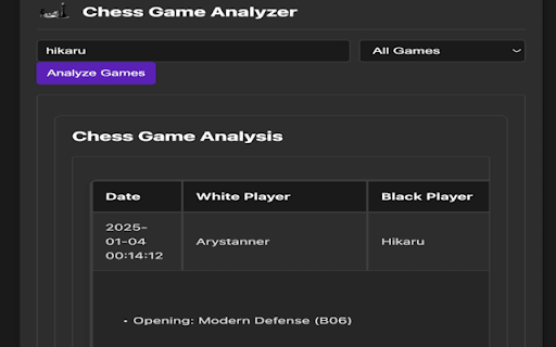 Chess Game Analyzer  from Chrome web store to be run with OffiDocs Chromium online
