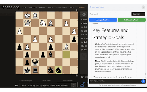 Chess Mentor AI  from Chrome web store to be run with OffiDocs Chromium online