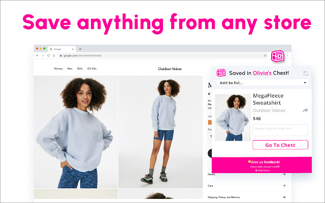 Chestr Universal Shopping Wishlist  from Chrome web store to be run with OffiDocs Chromium online
