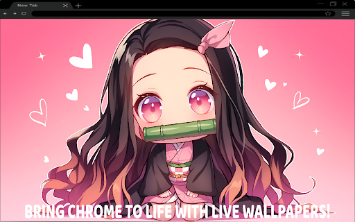 Chibi Nezuko Kamado Pink Heart Anime Live Wallpaper  from Chrome web store to be run with OffiDocs Chromium online